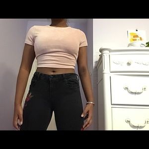 Mid-Rise Embroidery Jeans